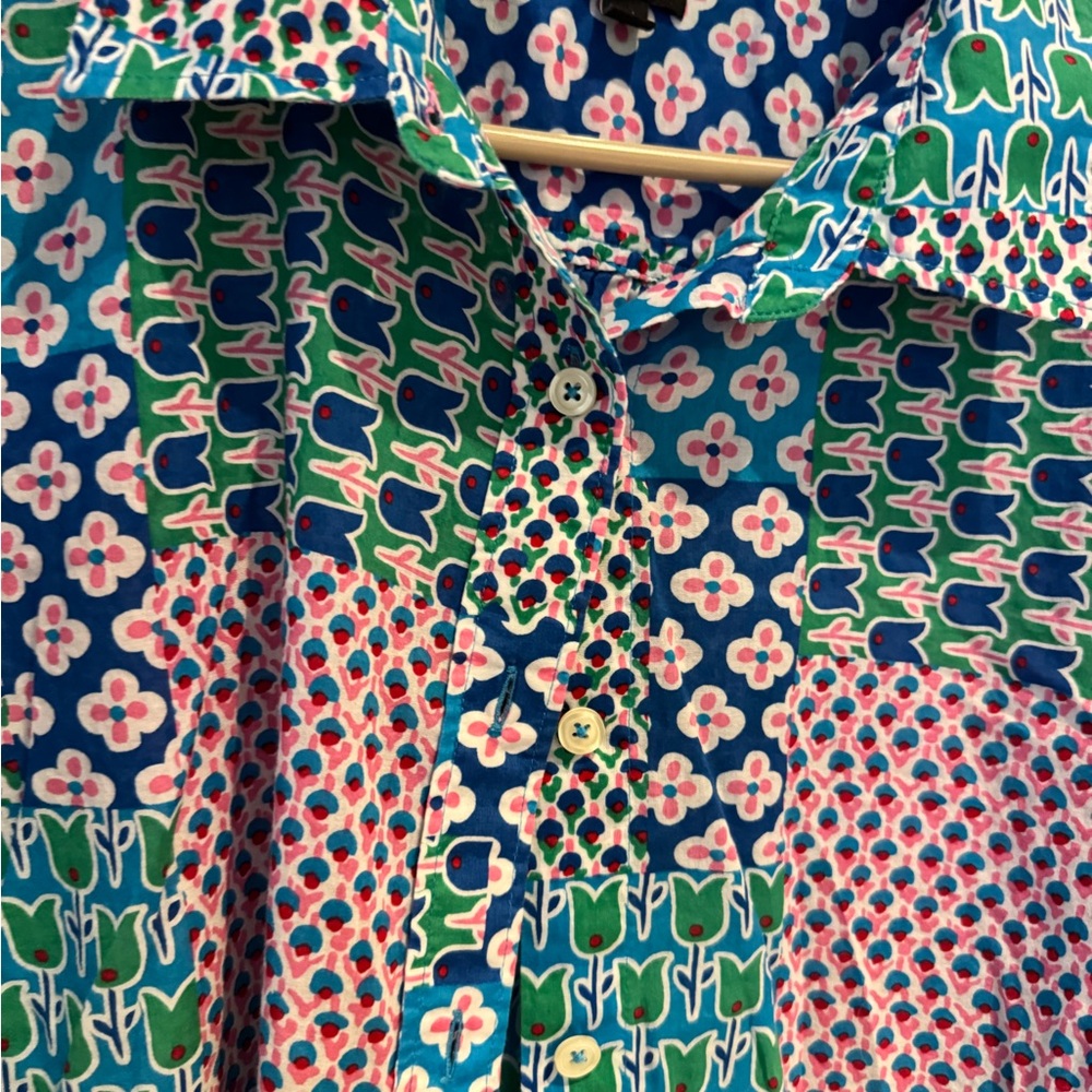 Talbots Blue and Green Floral Top - Picture 4 of 8